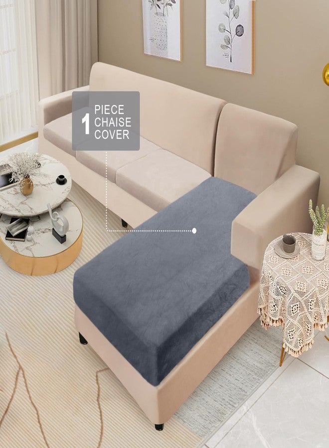 NAISI Sectional Couch Cover 1 Piece Velvet Separate Chaise Lounge Cover Soft Stretch Sofa Slipcovers for Left/Right Chaise Sectional Couch(Chaise Lounge,Dark Grey) - Image 2